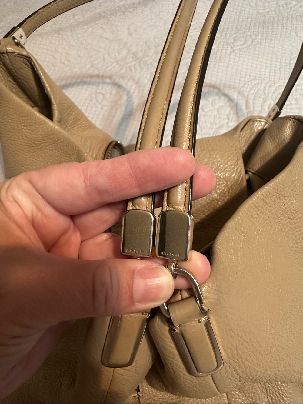 Coach Madison Pebble Leather Phoebe Shoulder Bag in Taupe - Picture 10 of 13